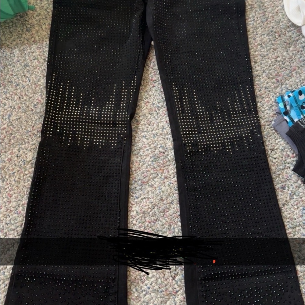 Elegant Black Studded Women's Pants